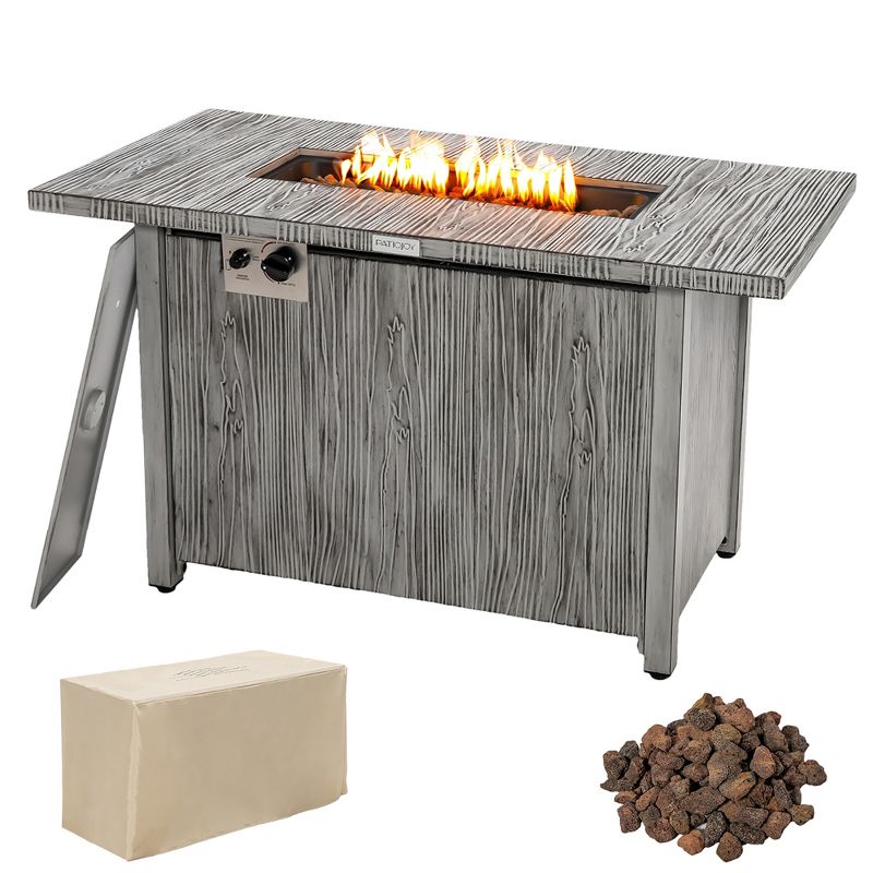 Costway 43-inch Propane Gas Fire Pit Table Wood-like Metal Fire Table withProtective Cover, 2 of 11