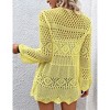 Clearlove Women Knitted Cardigan Lightweight Tie Front Hollow Out Long Sleeves Summer Knit Cover Cardigans - 2 of 4