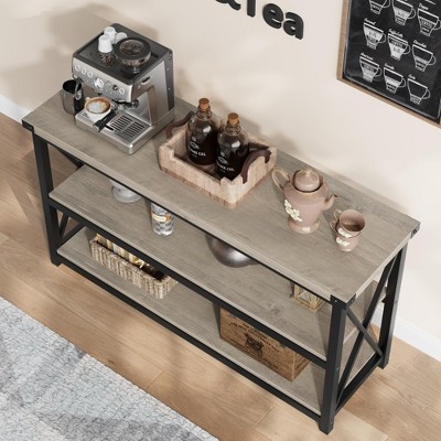120cm Slim Entry Table - 3-Tier Faux Marble Top for Shoe Storage in Small Mudrooms