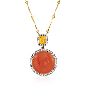 Ross-Simons Carnelian and 1.00 Carat Citrine Pendant Necklace With .90 ct. t.w. White Topaz in 18kt Gold Over Sterling - 1 of 3