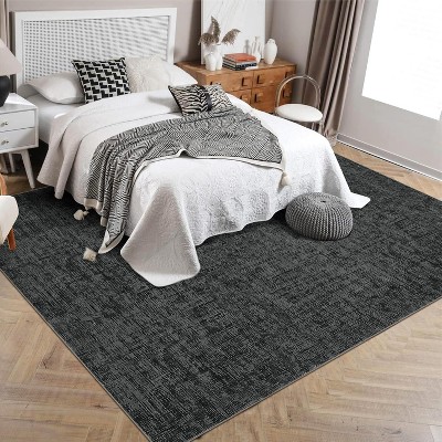 GustoWave Modern Machine Washable Area Rug, Floor Carpet for Living Room, Black