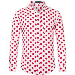Lars Amadeus Men's Button Down Long Sleeve Casual Business Polka Dots Shirt - 1 of 4