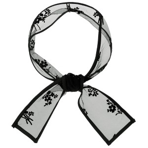 Elerevyo Women's Lace Embroidery Handbag Ribbon Neck Scarf 39.4"x2.8" - 1 of 4