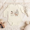 The Juniper Shop Deer Snowman Scene Baby Long Sleeve Bodysuit - 2 of 3