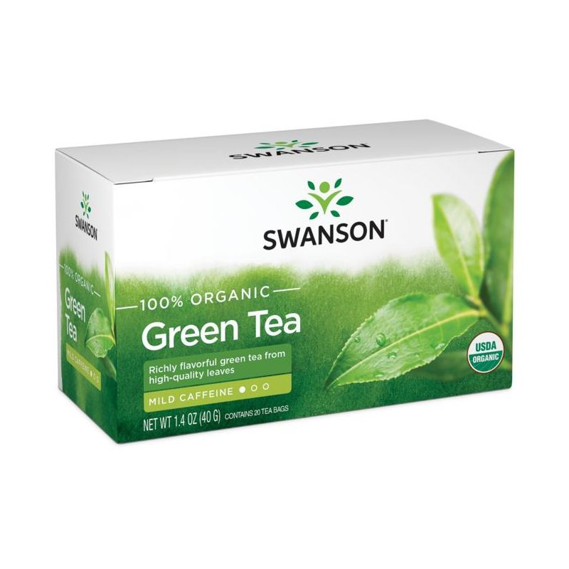 Swanson 100% Organic Green Tea 20 Bags, 1 of 3