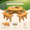 PAGED Outdoor Dining Set Wood Round Patio Dining Set with Built-in Benches, Umbrella Hole for Lawn, Patio, Garden - 4 of 4