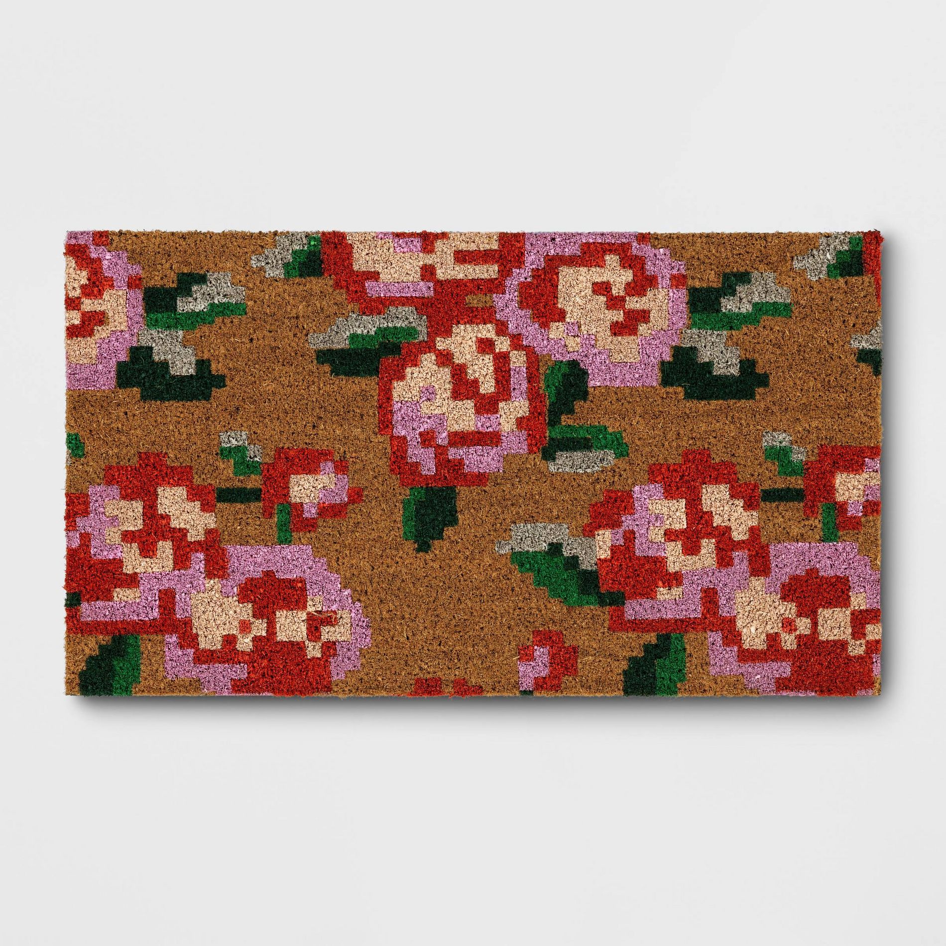 1'4"x2'4" Floral Coir Doormat Red/Pink - Room Essentials™