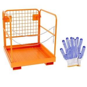 36" x 36" rolling forklift safety cage, 1800 lbs capacity; heavy-duty steel man basket with foldable platform and double-chain guardrail. - 1 of 4