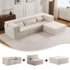 Circle Fleece Compression Mahjong Convertible L-Shaped Sectional Sofas with 1 Ottoman and No Assembly Required - 4 of 4