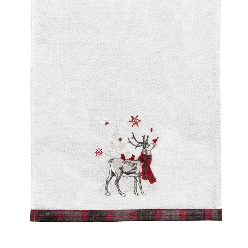C&F Home 27" x 18" Frosty Deer White Deer Wearing Red & Black Plaid Scarf Christmas Holiday Embellished Flour Sack Kitchen Dish Towel, 2 of 5