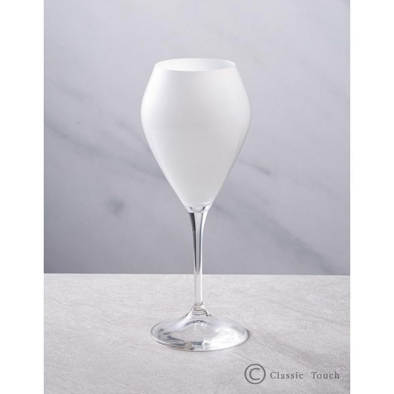 Classic Touch Set of 6 White V-Shaped Wine Glasses with Clear Stem - 15 oz, 3 of 5