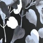 black watercolor leaves