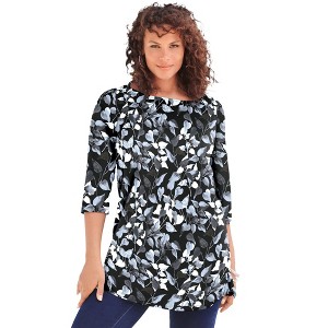 Roaman's Women's Plus Size Boatneck Ultimate Tunic With Side Slits - 1 of 4