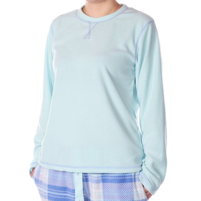 Alpine Swiss Womens Pajama Set Long Sleeve Shirt and Polar Fleece Pants Sleepwear, 2 of 10