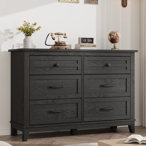 6 Dresser for Bedroom, 47" Wide Dresser, Wide Drawer Dresser with Storage Freestanding, Wooden Closet Dresser Storage Chest for Bedroom, Walnut - 1 of 4