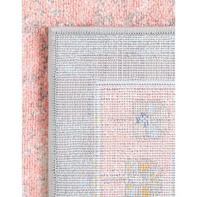 Whitney Pink Rectangular Synthetic Medallion Area Rug, 5x8 ft