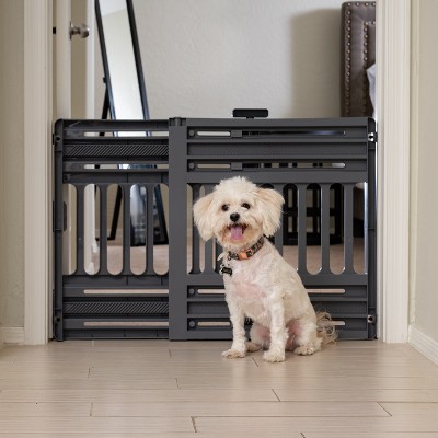 Gray Adjustable Plastic Pet Gate for Doorways, 24-39 Inches