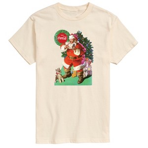 Men's - Coca Cola - Vintage Santa with Dog Short Sleeve Graphic T-Shirt - 1 of 4