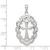 Black Bow Jewelry Sterling Silver Diamond-Cut Oval Bordered Cross Pendant, 21 x 38mm - 4 of 4