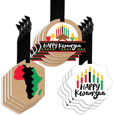 Big Dot of Happiness Happy Kwanzaa - Assorted Hanging Heritage Holiday Party Favor Tags - Gift Tag Toppers - Set of 12