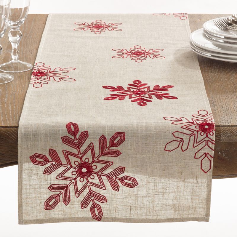 Saro Lifestyle Holiday Table Runner With Large Snowflakes, 2 of 4
