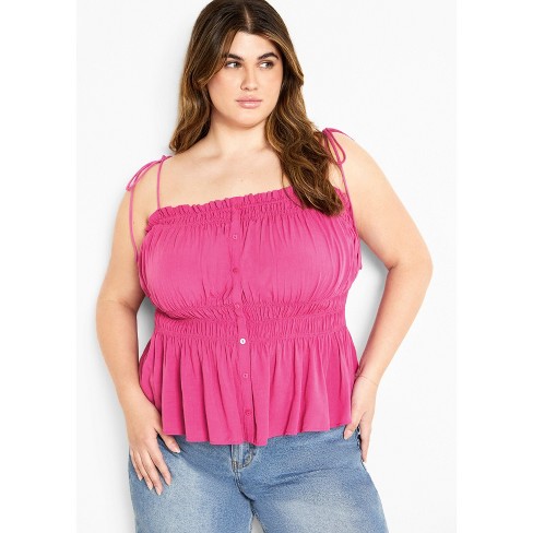 Women's Plus Size Lyla Top - fuchsia | CITY CHIC - image 1 of 4