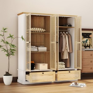 GDFStudio Pamela Modern 4 Shutter Doors Wardrobe with Hanging Rods and 2 Drawers - 1 of 4