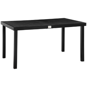 Outsunny Patio Dining Table for 6, Rectangular Aluminum Outdoor Table for Garden Lawn Backyard, Black - 1 of 4