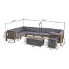 Christopher Knight Home Brava Outdoor Acacia Wood 8 Seater Sectional Sofa Set with Fire Pit - 3 of 4