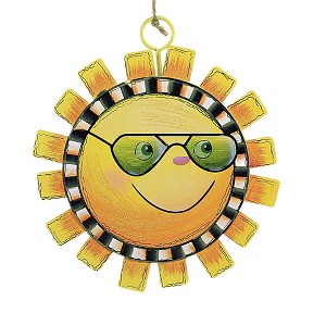 Round Top Collection Summer Sun Charm  -  One Sign 8.25 Inches -  Sunglasses Heat Rays Plaque  -  S22031  -  Metal  -  Yellow - 1 of 3