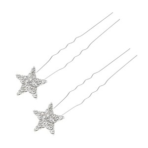 Unique Bargains Fashion Pentacle HairPins Silver Tone 2 Pcs - 1 of 4