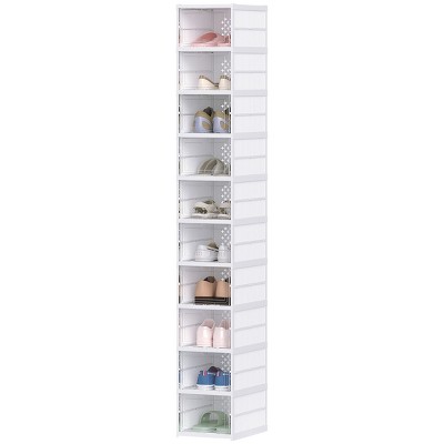 SEVOBAL 10-Tier Stackable Shoe Storage Box Organizer with Clear Drop Front & Ventilated Back Foldable for Entryway Hallway, Gray, 25.8"*17.91"*13.98"