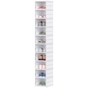 SEVOBAL 10-Tier Stackable Shoe Storage Box Organizer with Clear Drop Front & Ventilated Back Foldable for Entryway Hallway, Gray, 25.8"*17.91"*13.98" - 1 of 4