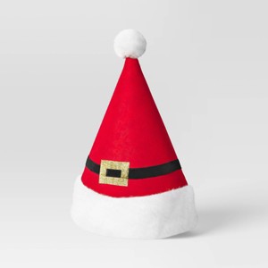17" Santa Belt Christmas Hat - Wondershop™ Red/White - 1 of 3