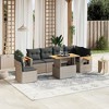 vidaXL 7 Piece Patio Sofa Set with Cushions Gray Poly Rattan - 2 of 4
