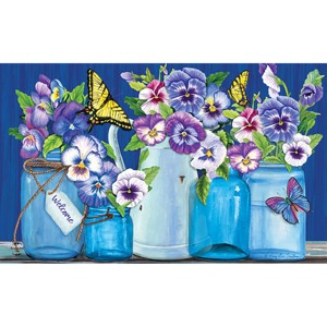 Briarwood Lane Doormat 30x18 Indoor Outdoor Butterflies and Pansies Spring For Spring Doormat - 1 of 4