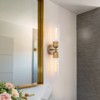 LLHZSY 2-Lights Glass Wall Sconce Light, 23 2/5" Bathroom Vanity Light Fixture-Gold, E26 - 2 of 4