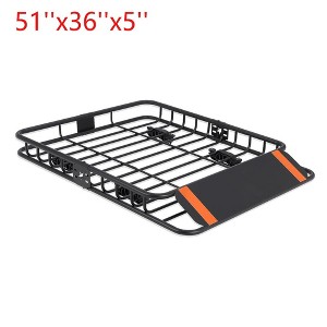 51"x36"x5" Roof Rack Cargo Basket 200 LBS Capacity Universal Fit With Extension - 1 of 4