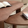 Sapphtopaz 2PCS Modern Coffee Table Set with Embossed Legs Irregular Dining Table with Wood Veneer Nesting Coffee Table Set of 2 for Living Room - 2 of 4