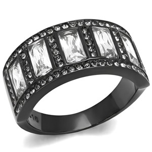 Slickblue Women's Black Stainless Steel Ring with Clear CZ, IP Black Plating, Size 5-10 - 1 of 4