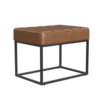 HomePop Homepop Theodore Small Ottoman - Faux Leather