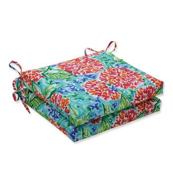 Floral Garden Blooms 2pc Outdoor Seat Cushion Set Pink - Pillow Perfect