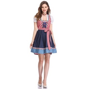 Vintage 3-Piece Plaid Dress Costume Square Neck Dress with Crop Top and Lace Trim Apron - 1 of 3