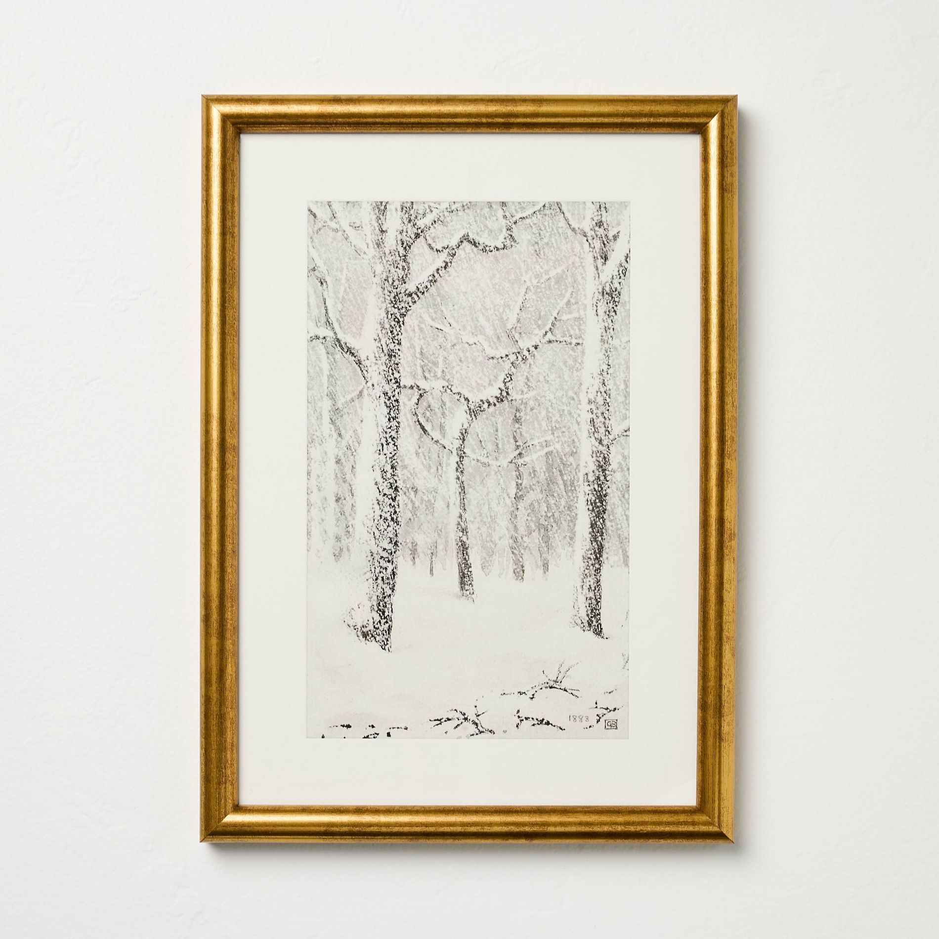 11"x14" Snowy Trees Framed Wall Art - Hearth & Hand™ with Magnolia