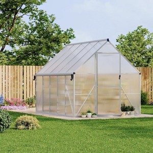 8 ft x10 ft Aluminum Heavy Duty Polycarbonate Green House with Quick Setup Structure and Roof Vent, Large Enhanced Outdoors Green House Kit - 1 of 4