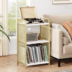 Jojoka Golden Record Player Stand, Metal Turntable Stand with 3-Tier Storage - 1 of 4