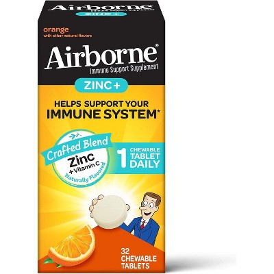 Airborne Zinc + Chewable Tablets Citrus 32 Ct