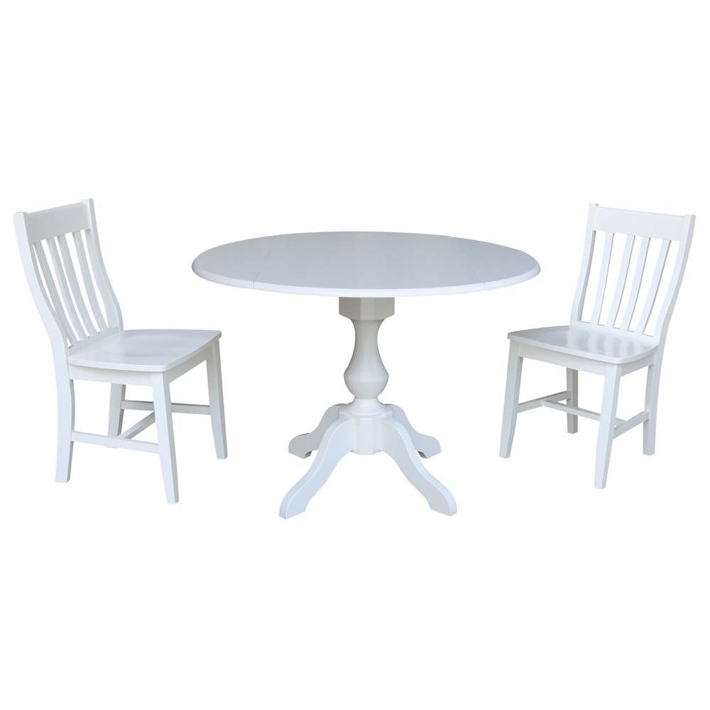 42 Round Pedestal Drop Leaf Table with 2 Chairs White - International Concepts was $769.99 now $577.49 (25.0% off)