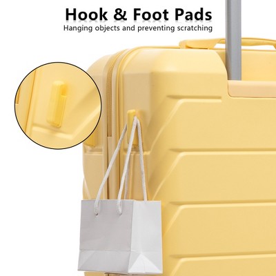 Vynxaria 3-Piece Yellow ABS Luggage Set (20"/24"/28") Spinner Wheels Combination Lock for Family Travel Vacations