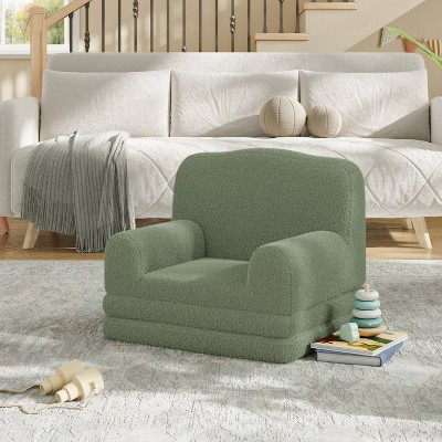 Kids Couch, 2 in 1 Comfy Toddler Couch Fold Out, Convertible Sofa to Lounger Foam Kids Chair